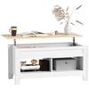 Lift-top Coffee Table, Living Room Table with Shelves and Hidden Compartment, 105 X 50 X 49-62.5 Cm, White