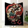 Japanese Style Oni Demon Floral Blanket Bedroom Blanket for Livingroom Couch Lunch Break Soft Throw for Friend's Festival Gift