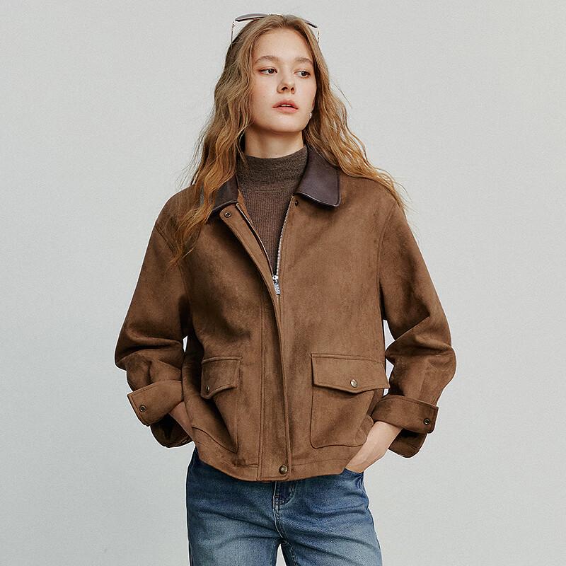 Chuyu Women's Suede Patchwork Barn-Style Jacket