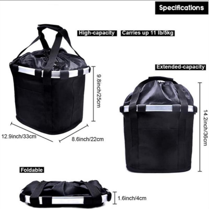 Bicycle Front Basket Bike Small Pet Dog Carry Pouch 2in1 Detachable MTB Cycling Handlebar Tube Hanging Fold Baggage Bag 5KG Load