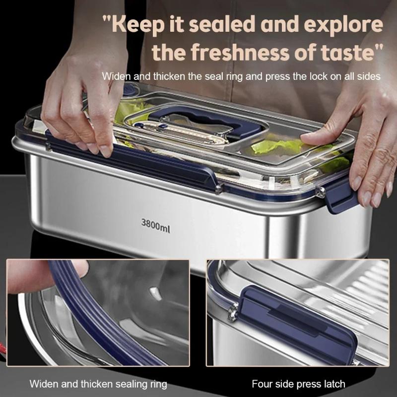 Recipiente pentru Depozitarea Alimentelor cu Capace Etanșe Calitate Alimentară Oțel Inoxidabil 316 Capacitate Mare Container de Depozitare pentru Bucătărie Anti-Scurgere