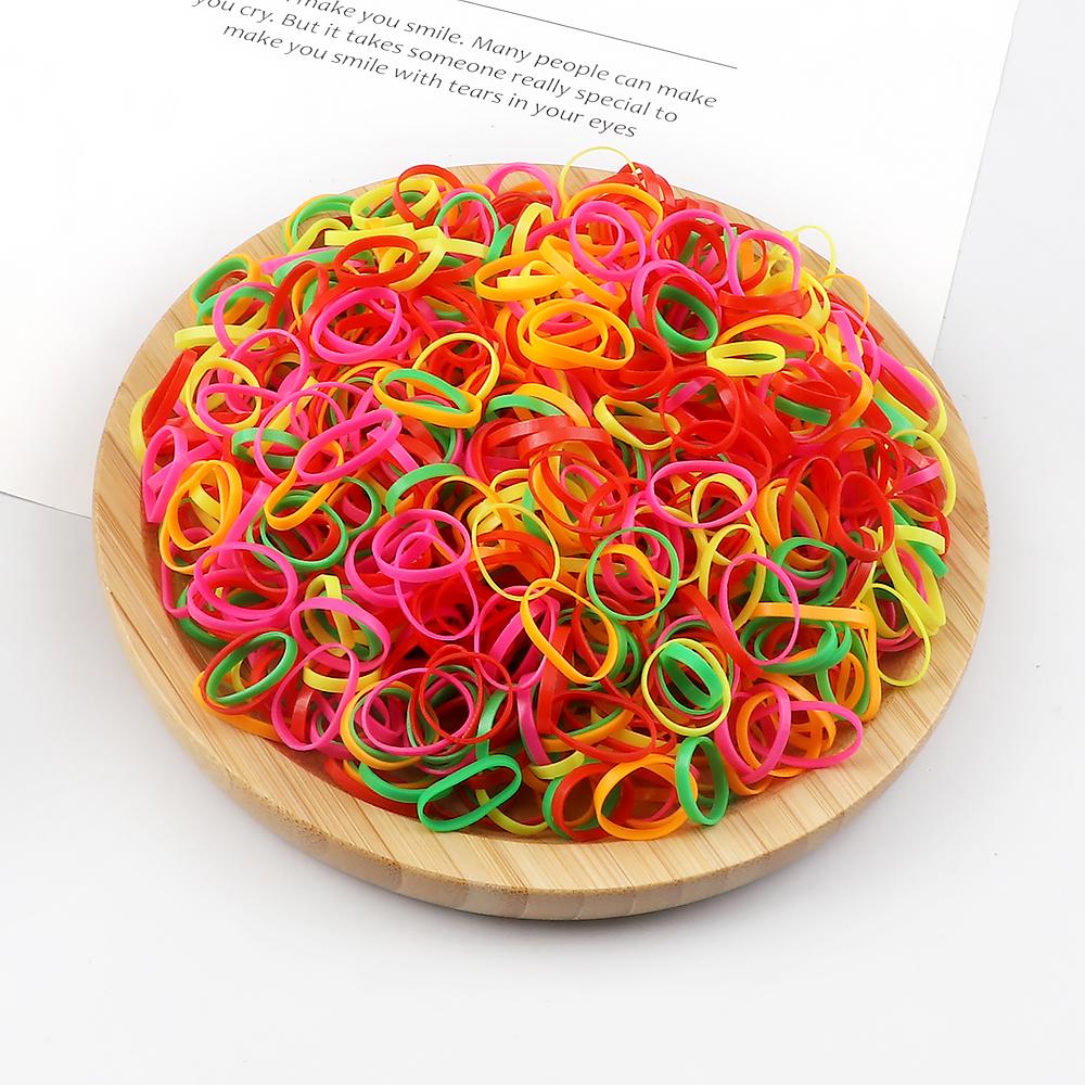 500pcs/bag Girls Small Disposable Rubber Bands Colourful Elastic Hair Ties Headband for Kids Baby Holder Gifts Hair Accessories