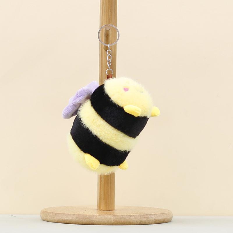 Adorable Bee Plush Doll Keyring With Short Pile Fabric For Kids And Collectors