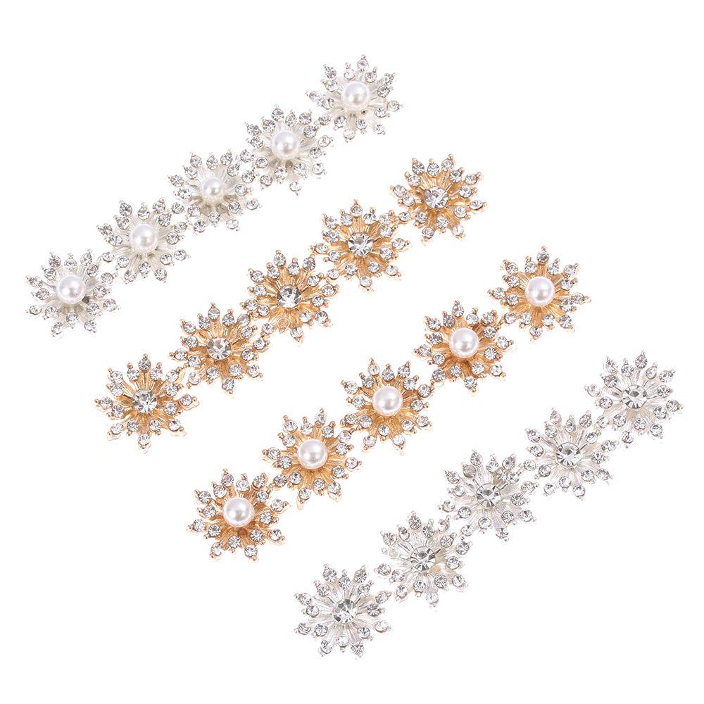 10PCS 16MM DIY Plating Flatback Rhinestone Button Apparel Sewing Pearl Buckle Snowflake Buttons