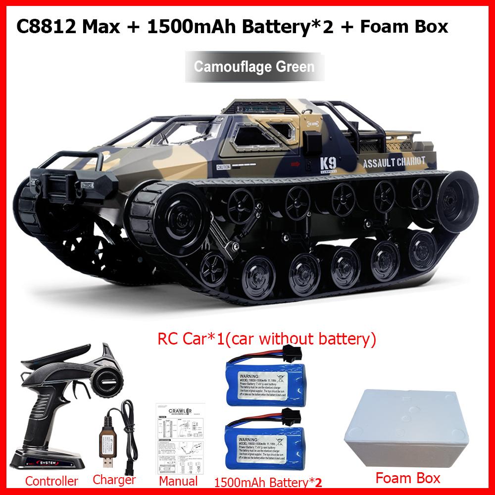 New Upgrade C8812 MAX / C8812 RC Car Full Scale Tracked Tank Simulation LED Light Drift Remote Control Off-Road Vehicle for Kids