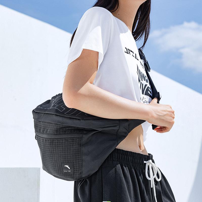 New Anta Polyester Sling Bag, Fanny Pack Regular Unisex Black 992147132-1