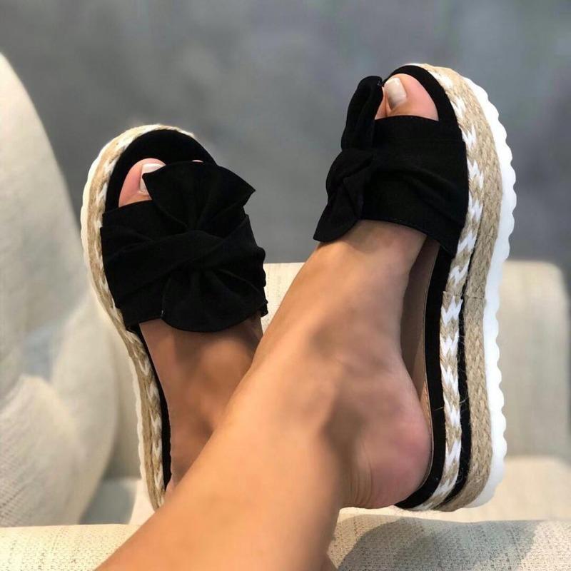 Women Cute Bowknot Sandals Casual Slip On Sandals Ladies Daily Platform Sandals Party