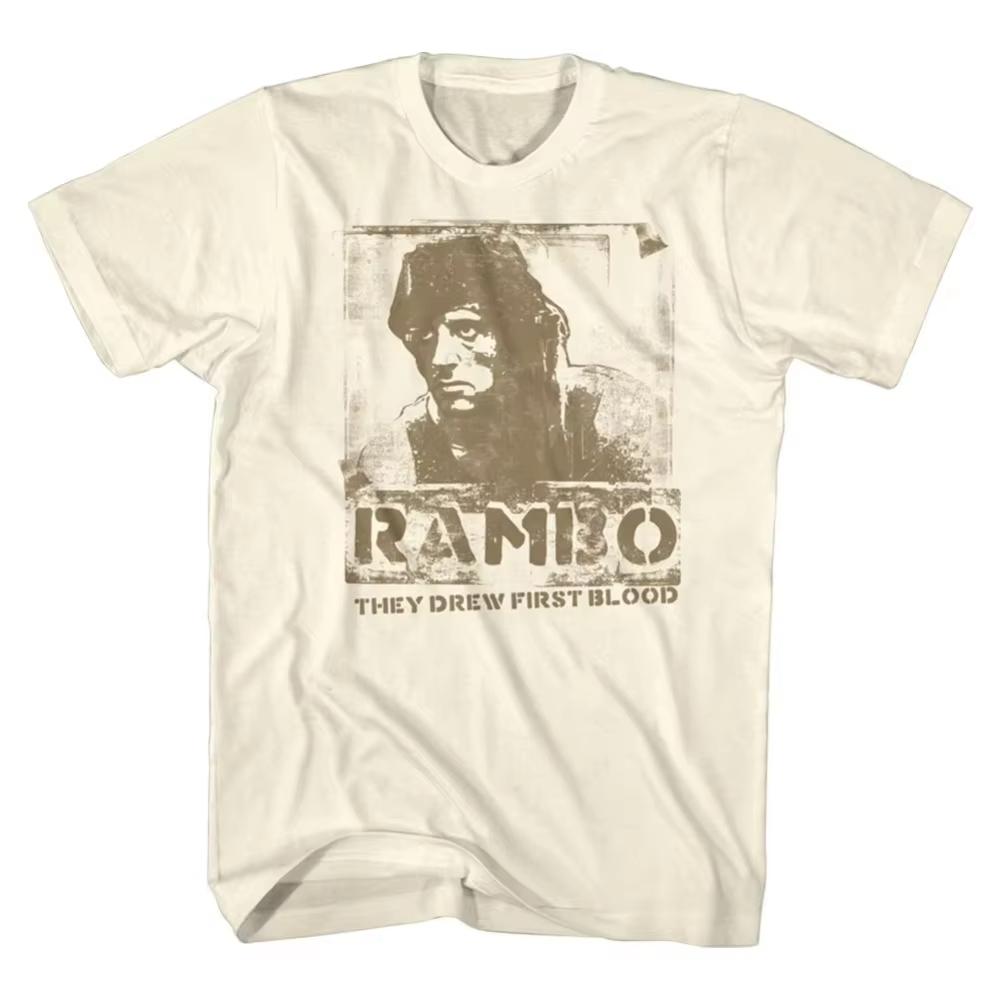 Rambo Print Tshirt Unisexs Summer Classic Action Movie Graphic Shortsleeved Casual Street Style Loose Fit Streetwear Graphic Top