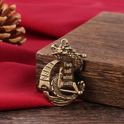 Messing Vintage Drachensegel Schlüsselanhänger Anhänger - Viel Glück Kupfer Accessoire