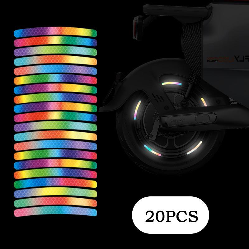 20pcs Car Wheel Reflective Colorful Laser Luminous Tire Anti-collision Stickers Personalized Creative Motorcycle Electric Car Stickers