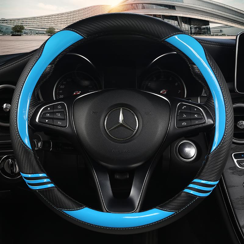 Anti Slip Car Carbon Fiber Steering Wheel Cover for Mercedes Ben AMG 38cm Models A C CLA E GLA GLC GLE S B CLS Class