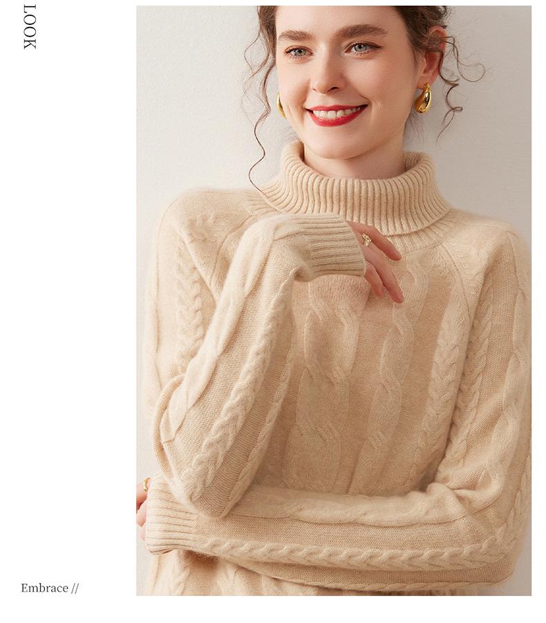 Women's Cashmere High Neck Sweater 2025: New Winter Style, Gentle Loose Fit, Slimming Thick Base Layer.
