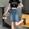 2025 Women's Retro High-Waisted Denim Shorts: Loose, Slimming, Wide-Leg, Mid-Length