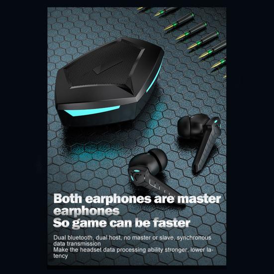 1 Pair P36 Wireless Earphones Ultra Low Latency Stereo Surround Cool Lights HiFi Sound Effect Stable Signal Play Games Ergonomic