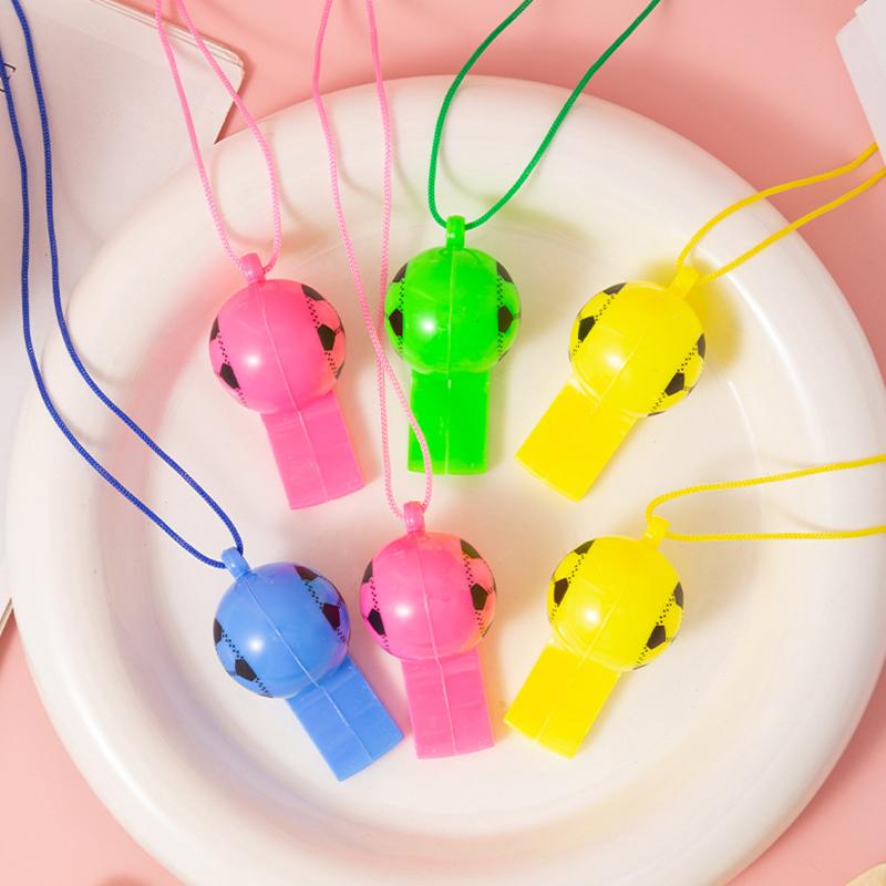 Colorful Football Whistle 5/10/20PCS Plastic Whistle with Rope Noise Maker Game Reward Festival Party Souvenir Carnival Gift ZYF