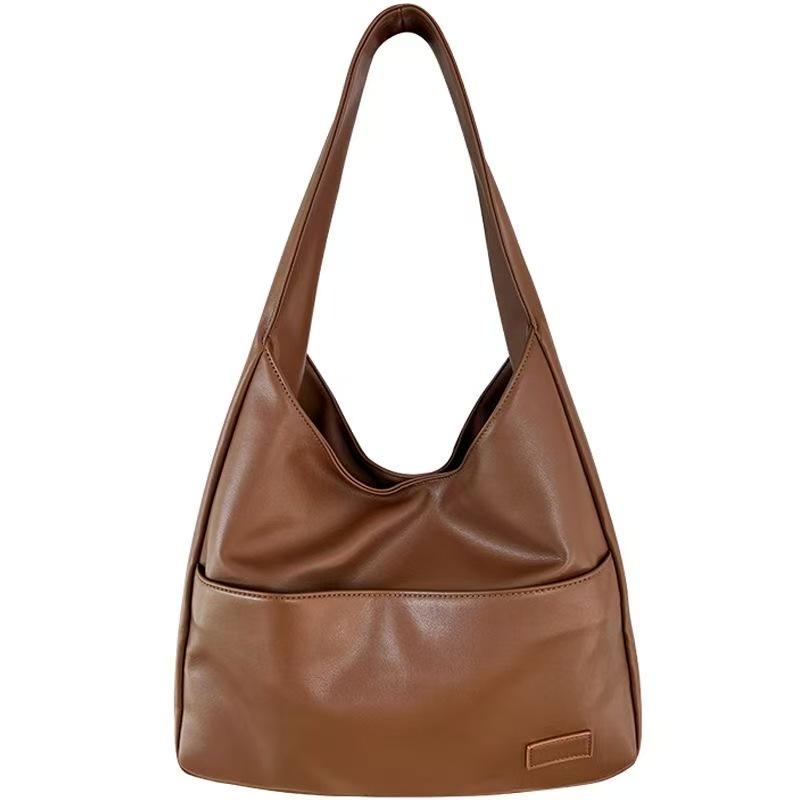 2023 Women's Large Capacity Soft Leather Bucket Tote - Autumn/Winter Shoulder Bag for College and Commute
