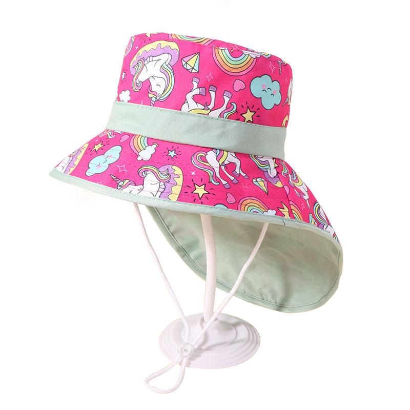 Ready to Ship High Quality Neck Cover Cotton Summer Baby Sun Bucket Hat 50 ярко-розовый