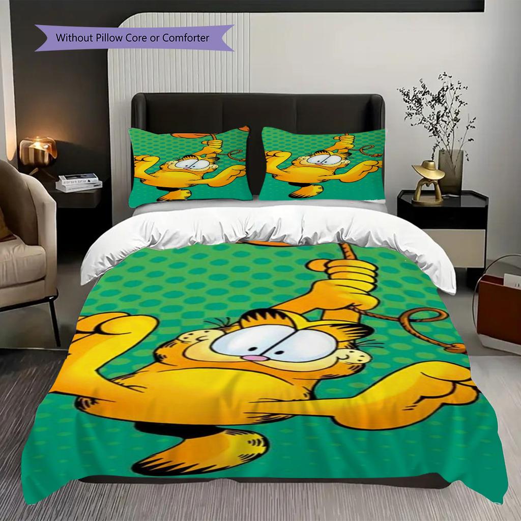 Garfield'S Adventures Comics Bedding 1 Duvet Cover 2 Pillowcase Without Core Bedding Set Christmas Birthday Gift Soft And Comfortable