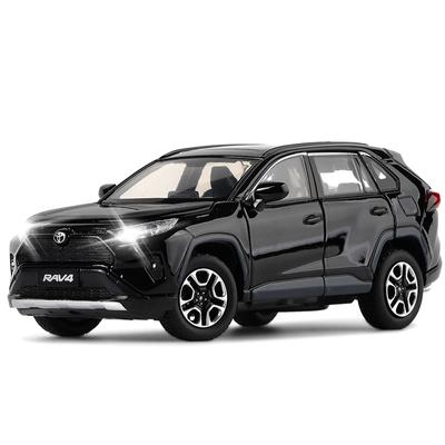 1/32 Ölçekli Pres Döküm Alaşımlı Toyota RAV4 Oyuncak Araba, Işık ve Sesli Ön Tekerlek Araba, Çocuk Hediye Kapı Açma, Çocuk Doğum Günü Hediyesi