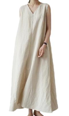 Link Bleu Long Tunic Maxi Cute Women's Dress, Sleeveless, V-Neck, Length, Summer, Stylish, (XL, Apricot)