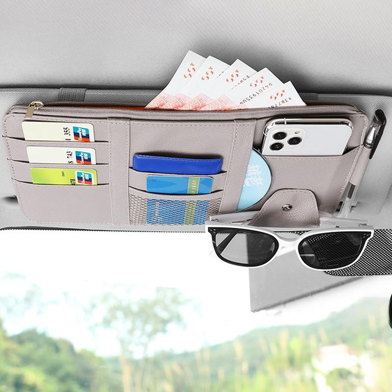 Multifunctional Sun Visor Storage Bag Card Holder Driver's License Bill Card Package Data Cable Storage Sun Visor Organize