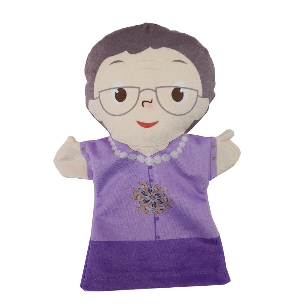Hand Puppet Family Member Stuffed Toys Soft Hand Dolls Dad Mom Grandparents Finger Glove Parent Child Activities Props Kid Gifts