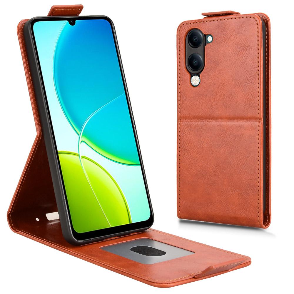 For Vivo Y04 4G/Y29s 5G Stand Case Magnetic Clasp Vertical Flip Leather Phone Cover with Card Holder