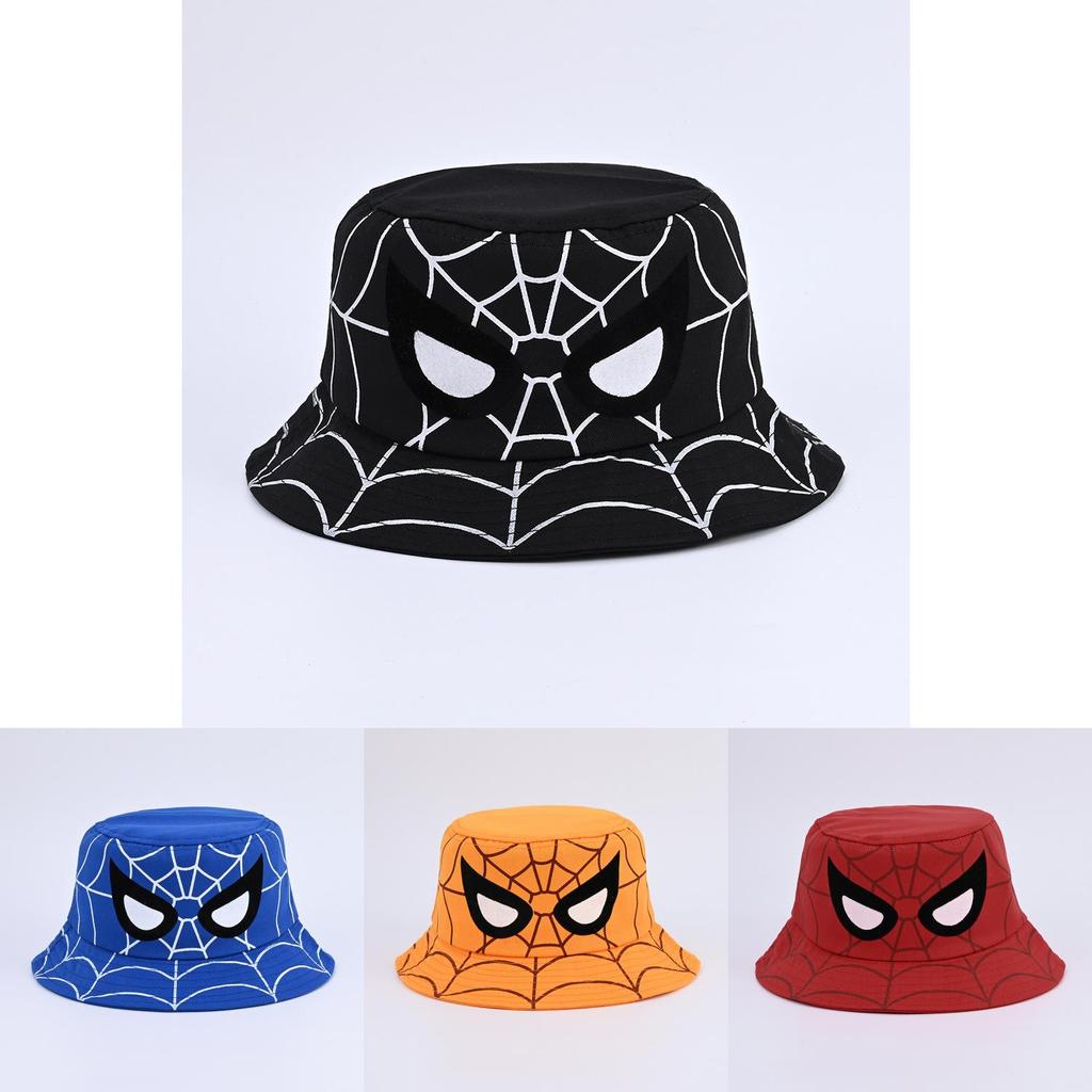 Cartoon Spider Fisherman Hat With Sun Protection For Kids Outdoor Summer Casual Wear