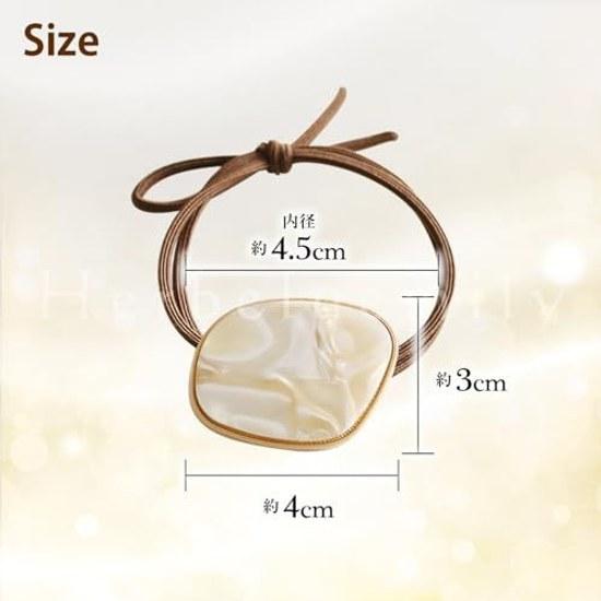 Herbeluemily Hair Tie Rubber Simple Accessory Elegant Charm Decorated (Shell Beige) HM-0093-R03-A