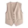 Fashion Style 2023 Autumn New Women's Thin Stripes Patchwork Sleeveless V-neck Vest High Waist Pants 1478531 704