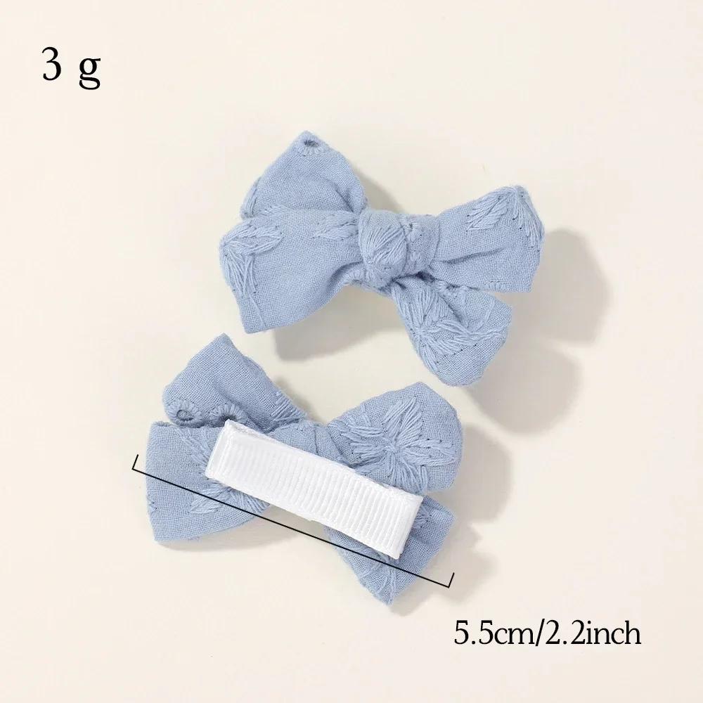 6pcs/set Mini Bow Baby Solid Bowknot Hair Clips Girl Cotton Print Hollow Hairpin Children Sweet Hairgripe Kids Hair Accessories