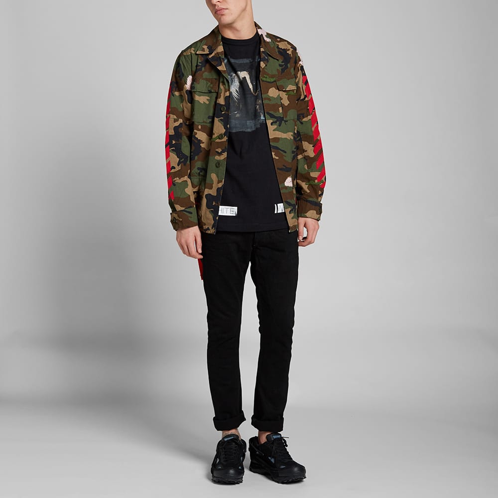 Off-White Religious Stripe Short Sleeve T-Shirt Regular Fit Men Tops Black OMAA002S160010061088