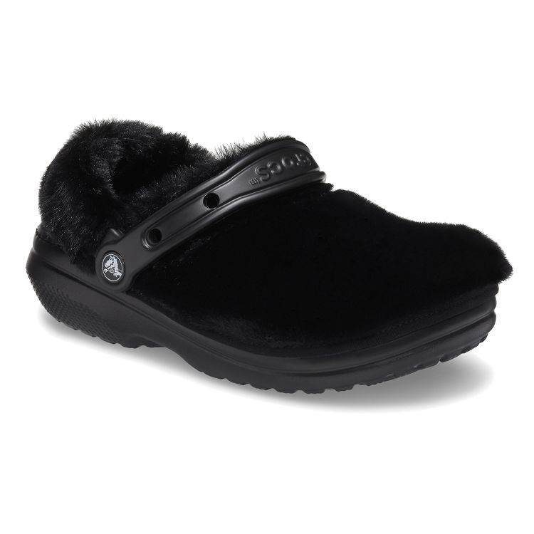 Crocs Classic Fuzzy Clogs Winter Slippers Women Slippers Black 207303-001