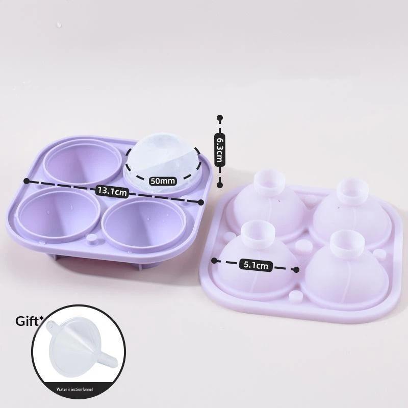 Large Silicone Ice Sphere Mold 4-Hole Food Grade Reusable Ice Cube Tray for Party  Cocktail Making