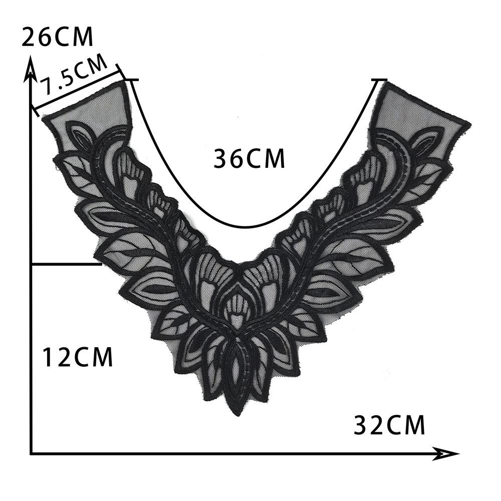 Black Embroidered Mesh Organza Front Collar Collar Sewing Lace Diy Decorative Dress Wedding Dress Accessories