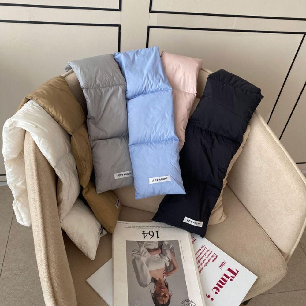 Warm Wrap Korean Style Scarf Solid Color Autumn Winter Shawl Scarf Casual Down Neck Scarf  Warm