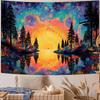 Sonnenaufgang Waldsee Digitaldruck Polyester Wandbehang Wandteppich Dekorative Wohnzimmer Schlafzimmer Büro Hintergrund Geschenk