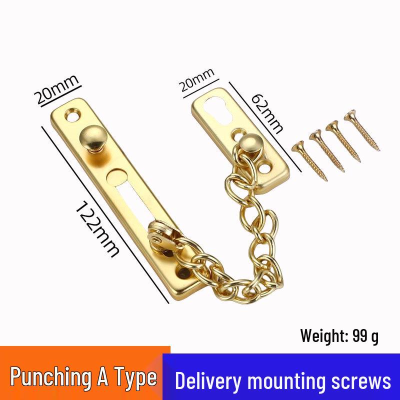 No-Punch Anti-Theft Door Chain Lock and Bolt for Hotel Room Safety