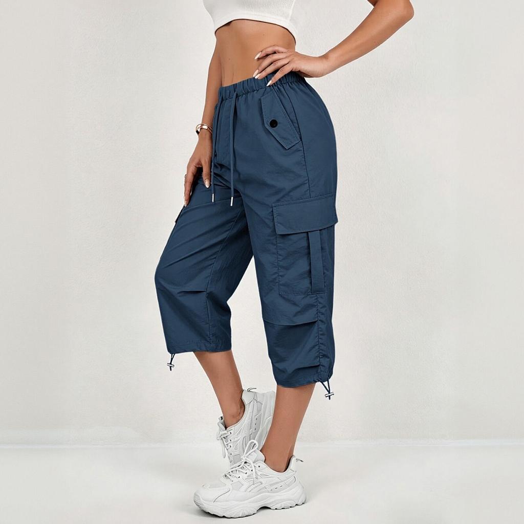 Pantalones Capri Cargo para Mujer Secado Rápido Múltiples Bolsillos Deportes al Aire Libre Running Senderismo Casual Ropa de Trabajo Pantalones