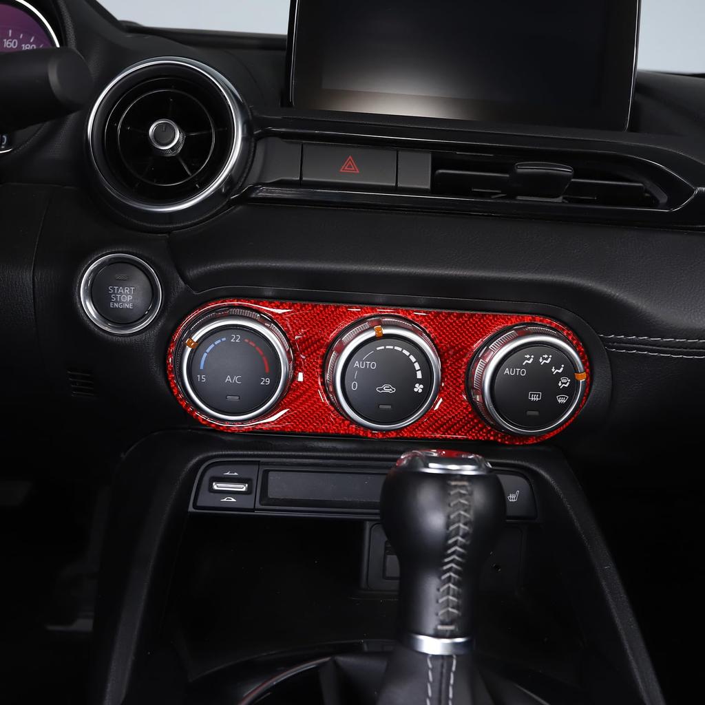 Hcilloend Carbon Fiber Air Conditioning Switch Air Conditioning Control Air Conditioning Knob Air Conditioning Control Cover for New Mazda Roadster RF