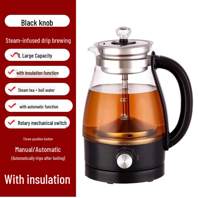 Electric Glass Spray Tea Maker, Large Capacity Steaming Kettle, Black Tea Health Pot