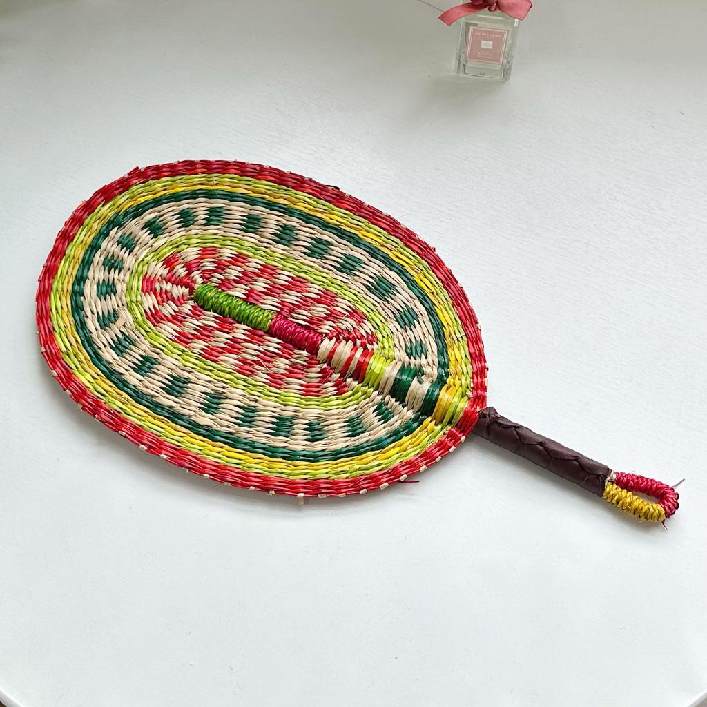 Woven Straw Fan Summer Cooling Grass Handwoven Fan Handmade Fan Nordic Hanging Decorations For Bedroom Wedding Party Home Decors