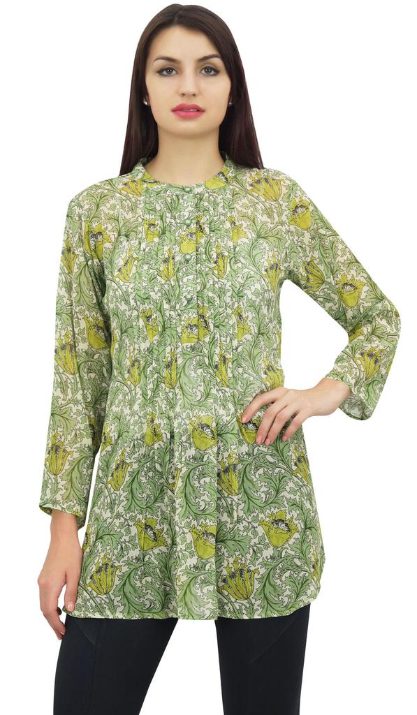 Phagun Women's Purple Floral Digital Printed Georgette Casual Tunic Top