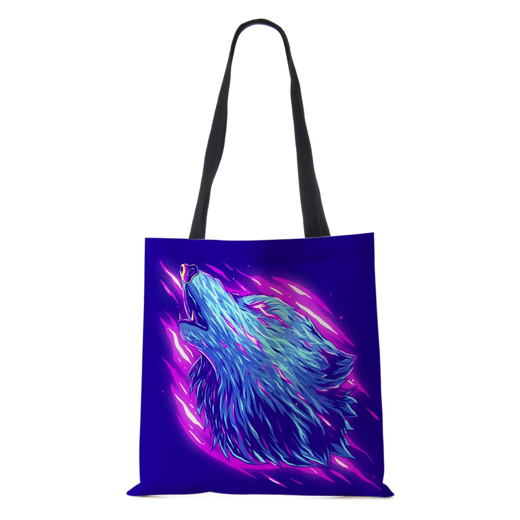 Tiger Elephant Print Shopping Bags Women Folding Reusable Customize Tote Shoulder Bag Canvas Casual Groceries Handbags CLE