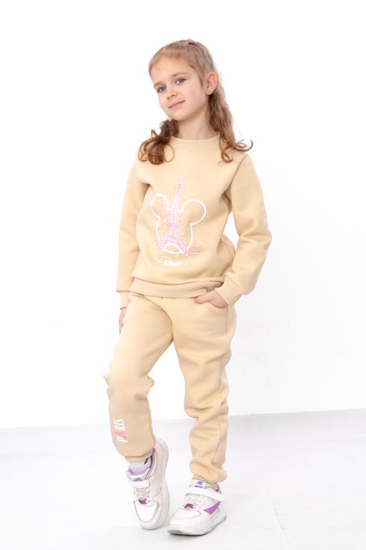 Set – Meisjes Paris Print Warm Sweatshirt & Broek, Comfortabele Pasvorm, Winter 6063-025-33-5-1 HC