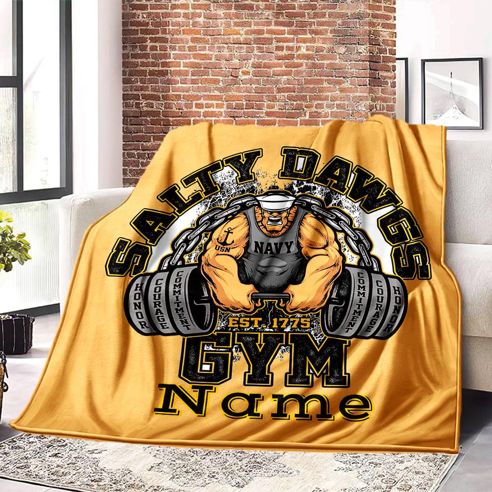 Salty Dawgs Gym Fitness Theme Home Customize Your Name Blankets Comfortable Soft Lightweight Multiseasonal Blanket For Picnics Sofas Offices Beds
