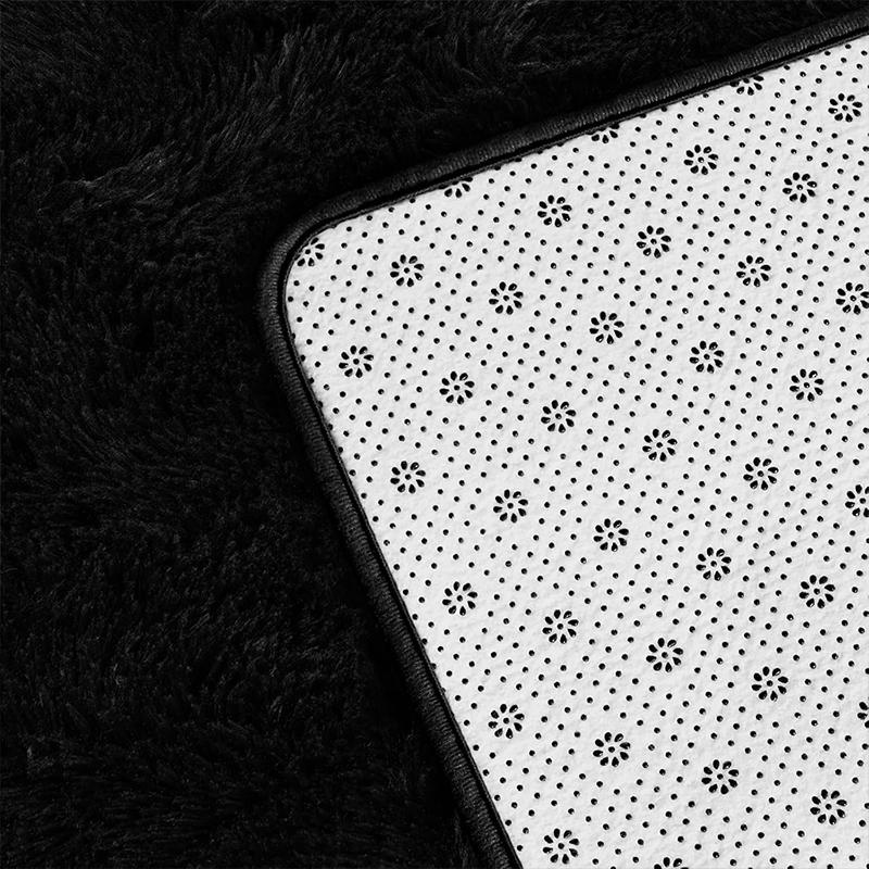 Luxury Black Large Area Plush Rug for Living Room Bedroom Fluffy Carpet,Shaggy Soft Bedside Rug Small Bathroom Floor Mat