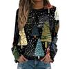 Women's Fashion Casual Long Sleeve Christmas Printed Neck Sweatshirt Top