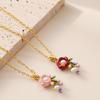 European and American new fashionable exquisite oil drop enamel pearl flower pendant necklace women's high-end collarbone chain