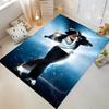Dancing figure with hat and starry blue glow. Non-slip rug suitable for living room and bedroom sofas.